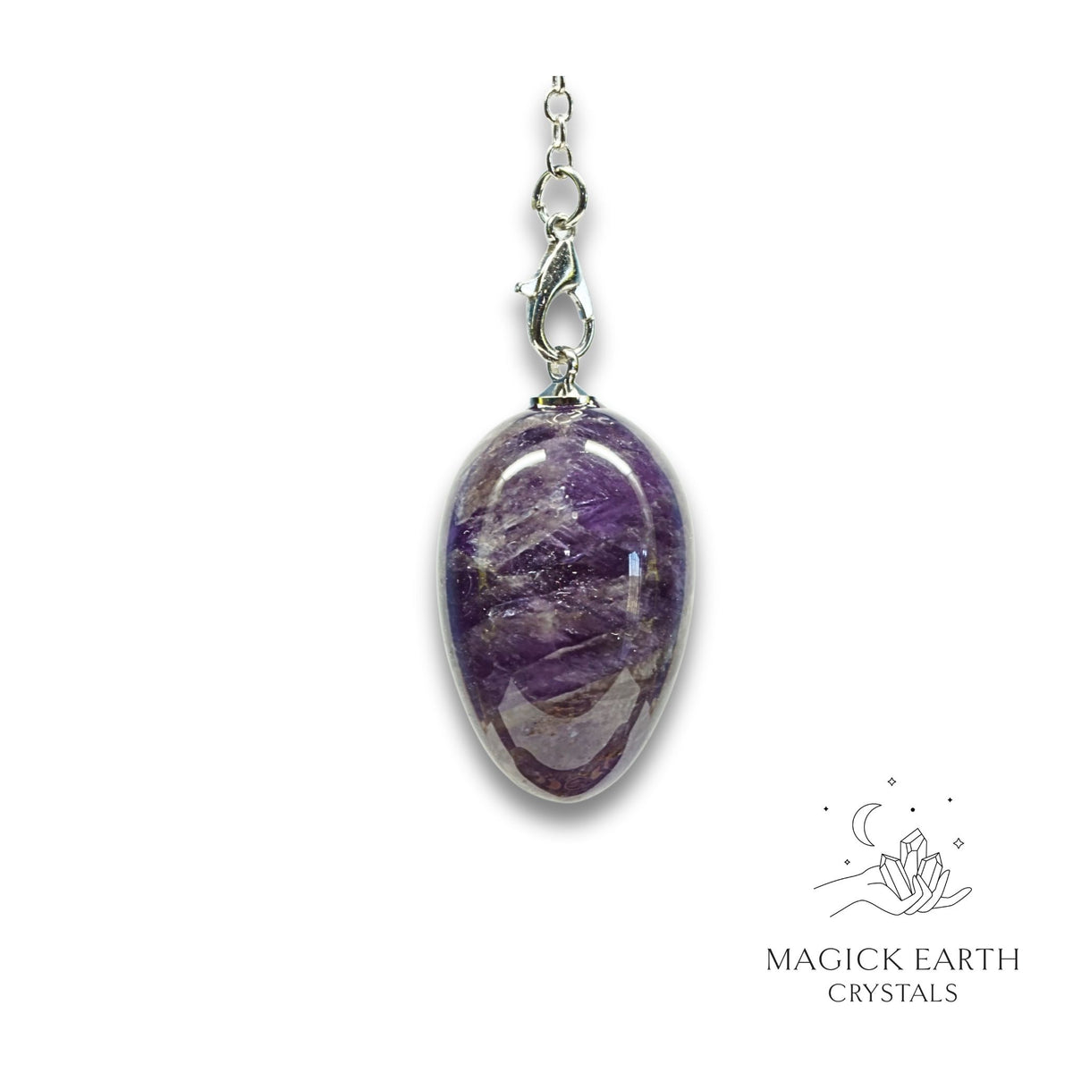 Natural Amethyst egg crystal pendulum view b