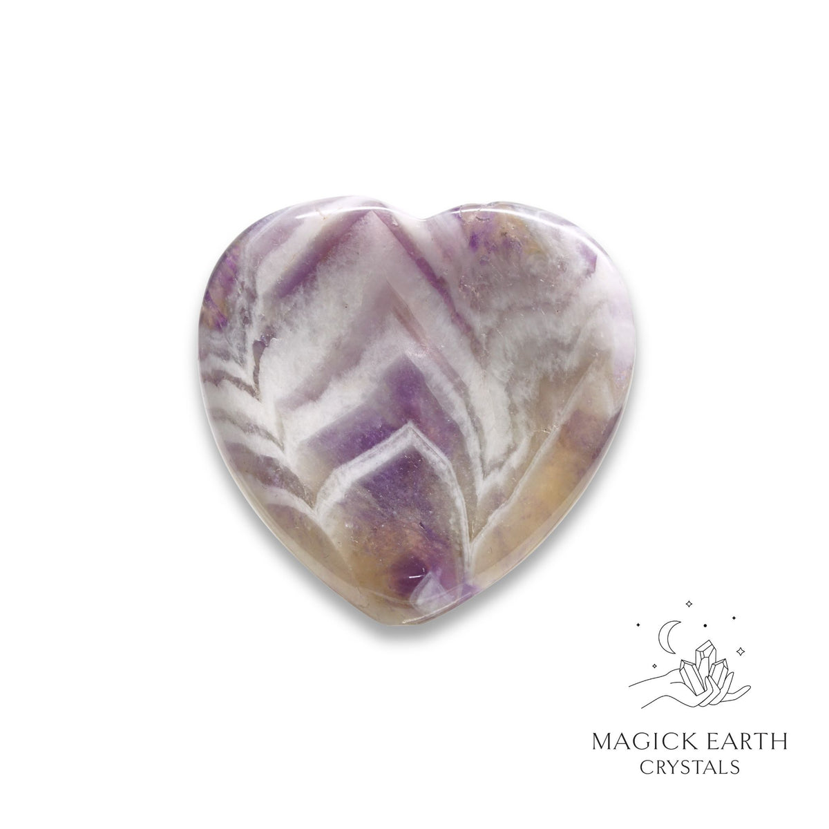Natural Amethyst heart thumb stone view a