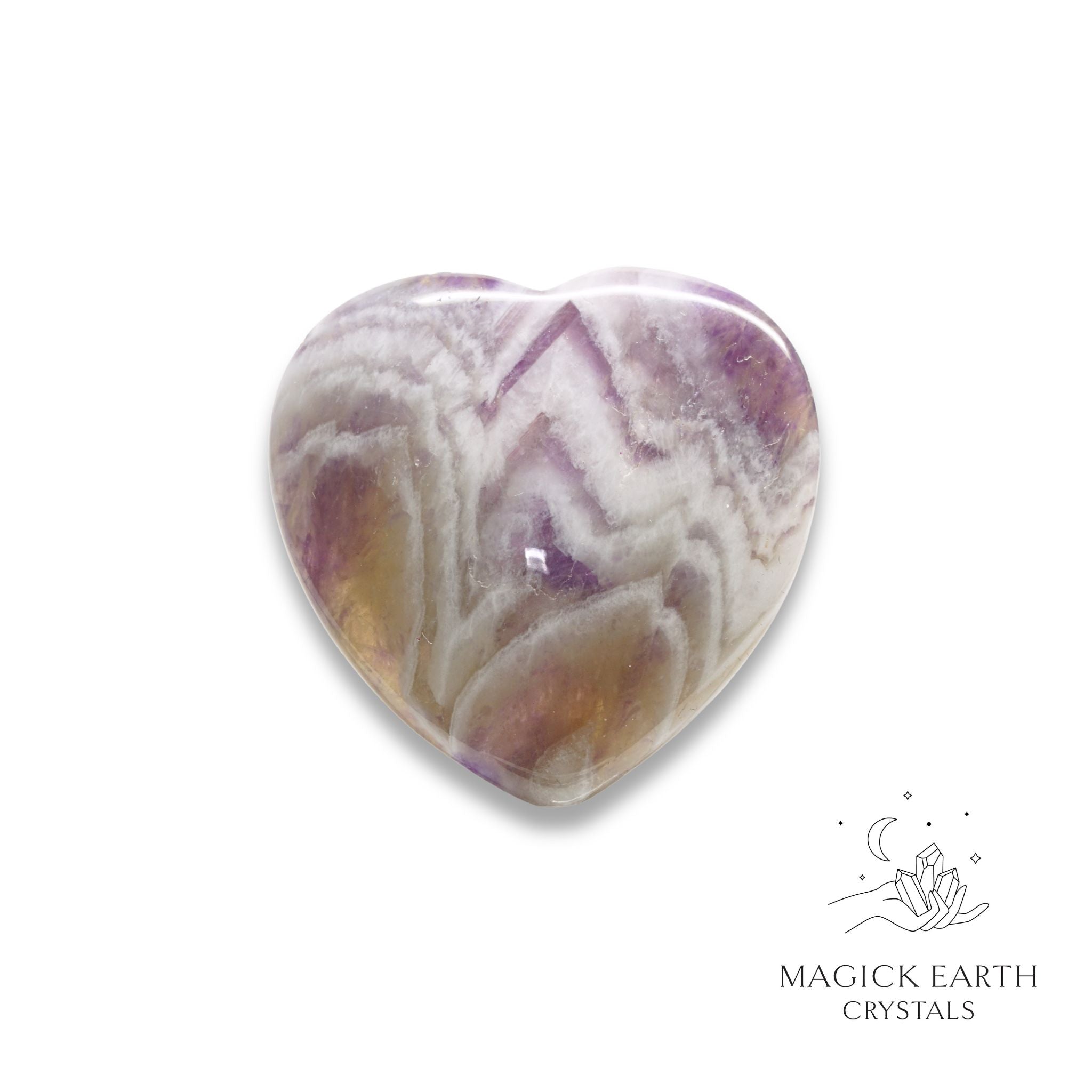 Natural Amethyst heart thumb stone view b