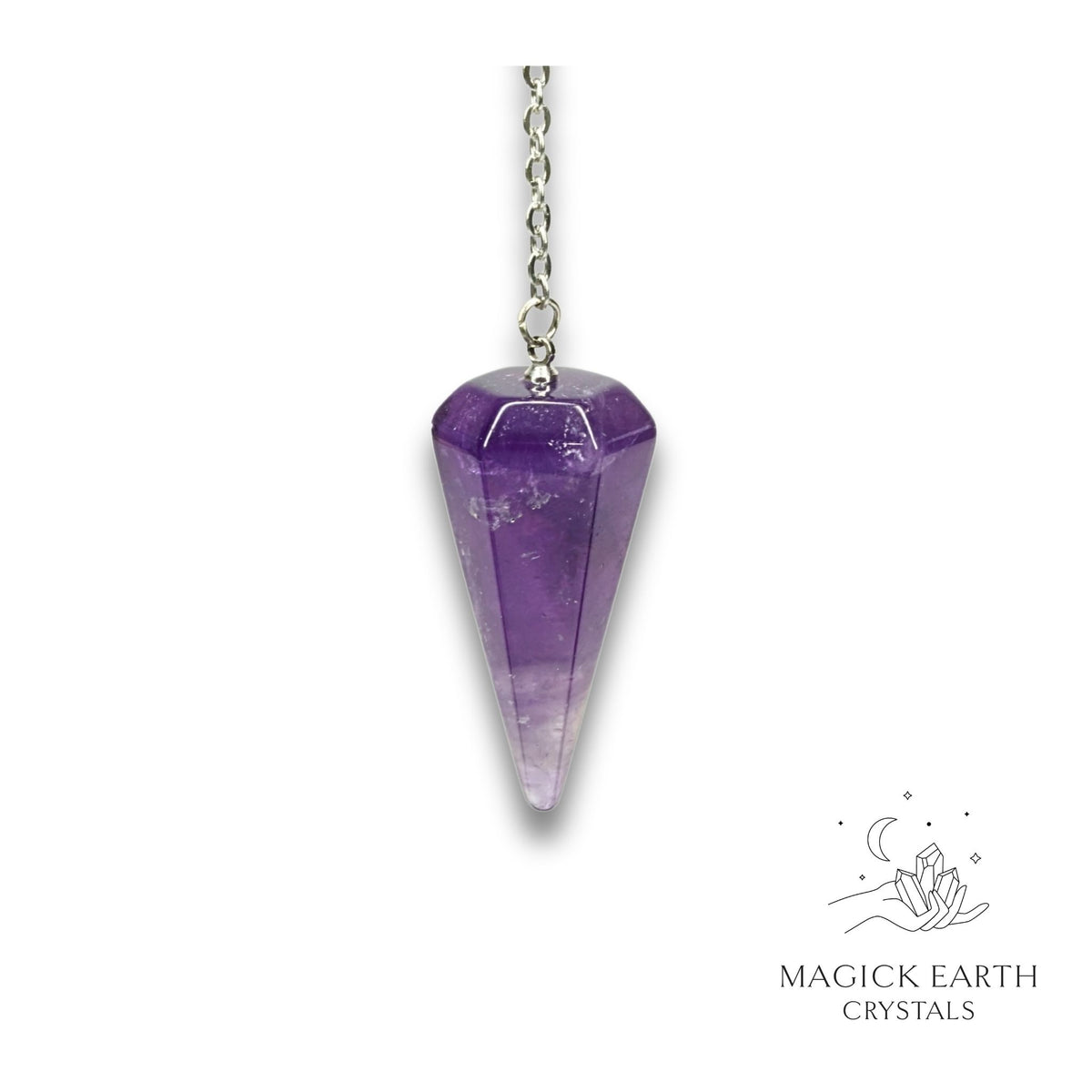Natural Amethyst crystal large cone pendulum view b