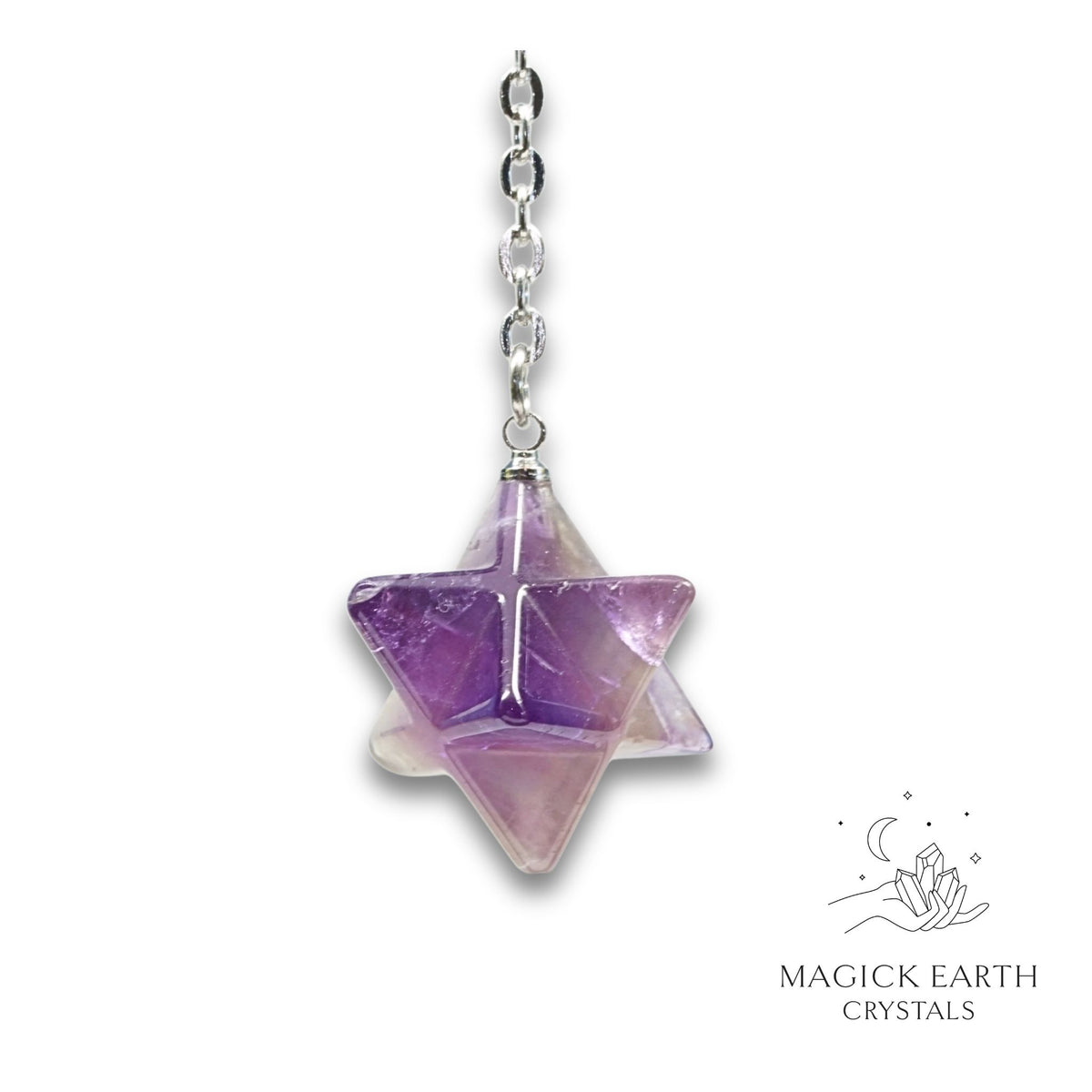 Natural Amethyst merkaba crystal pendulum view b