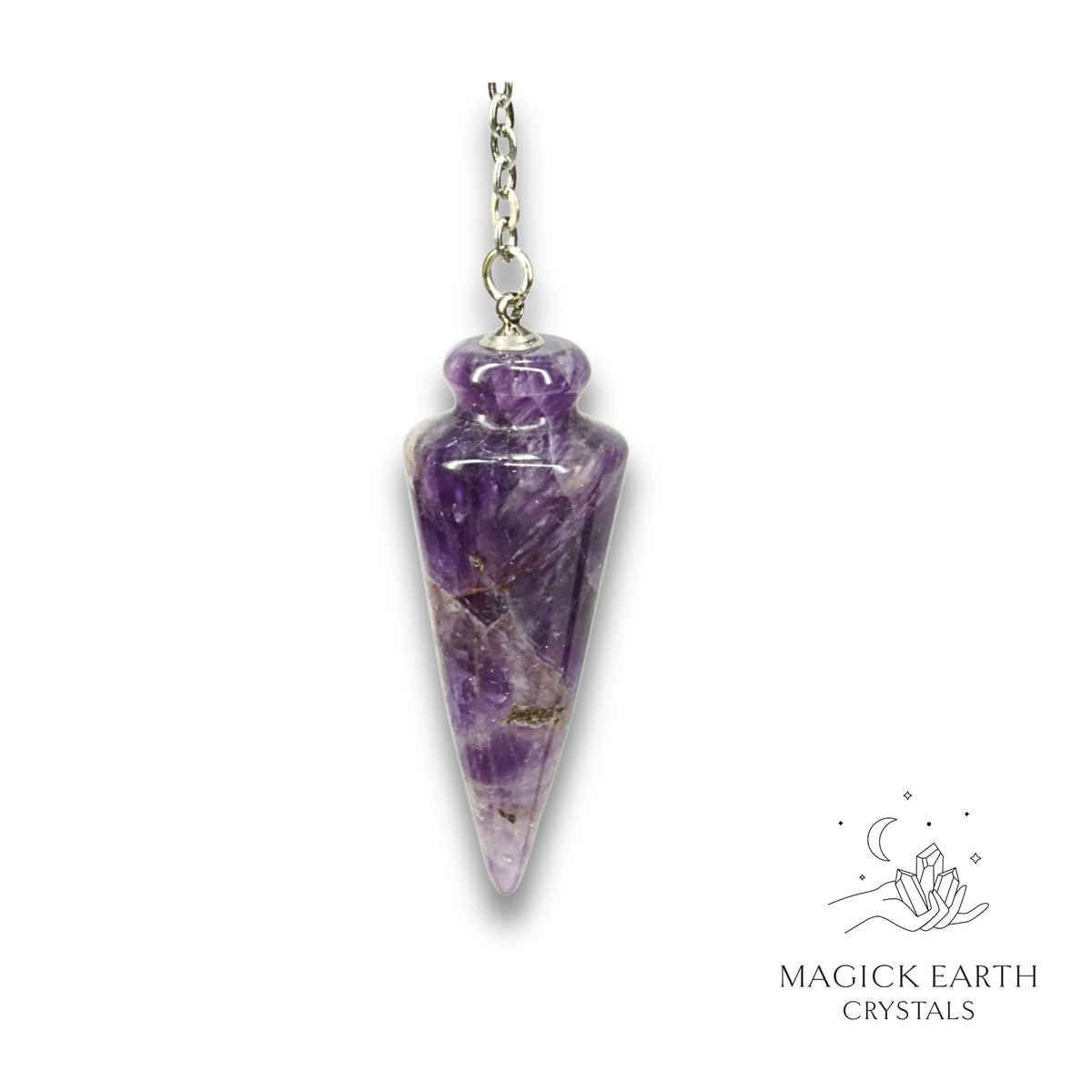 Natural Amethyst spike crystal pendulum view b