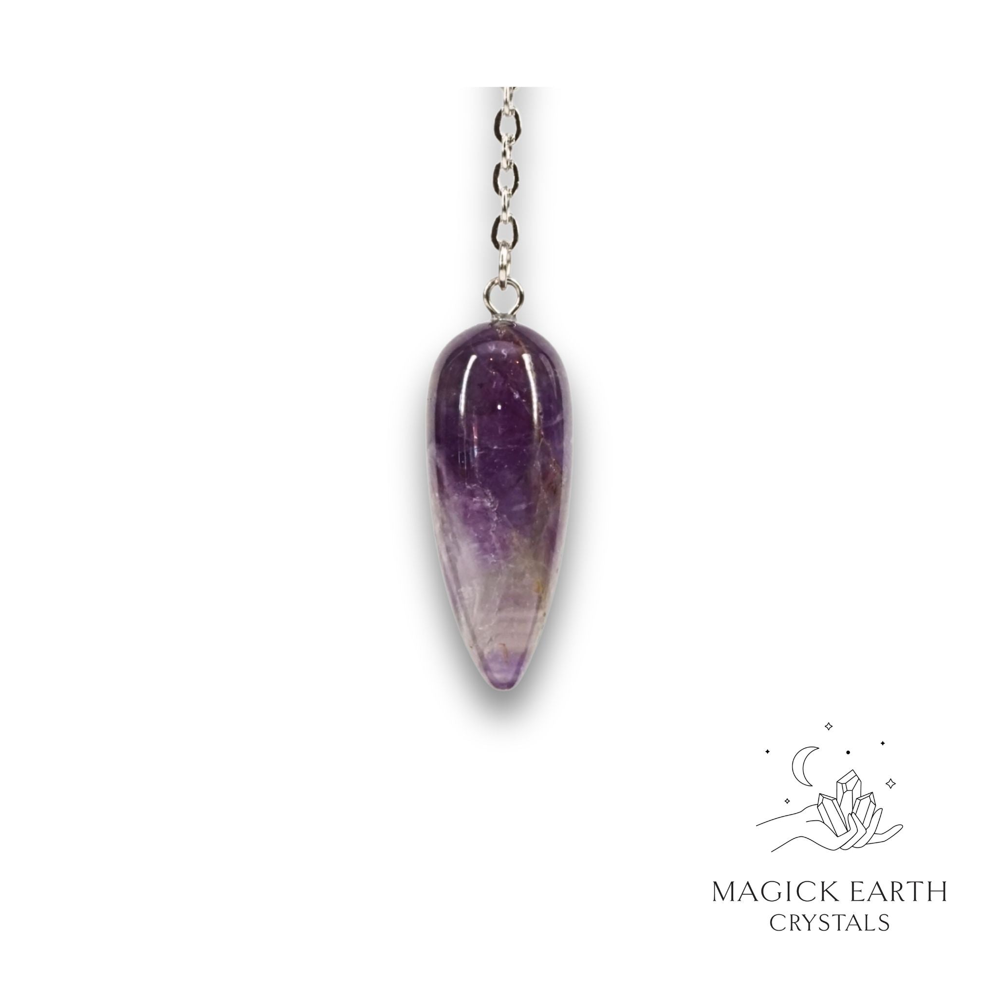 Natural Amethyst teardrop crystal pendulum view b