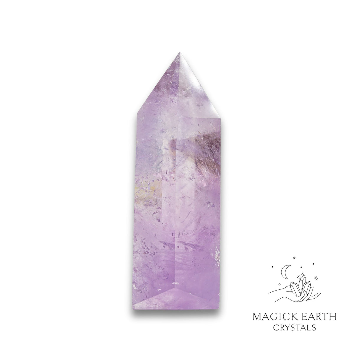 Natural Amethyst crystal tower view a