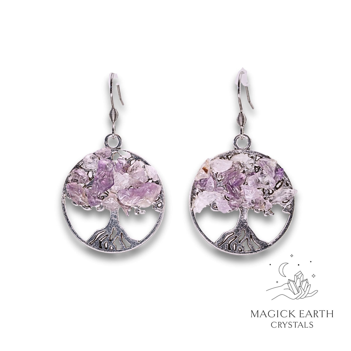 Amethyst Tree Of Life Earrings For Sacred Stillness
