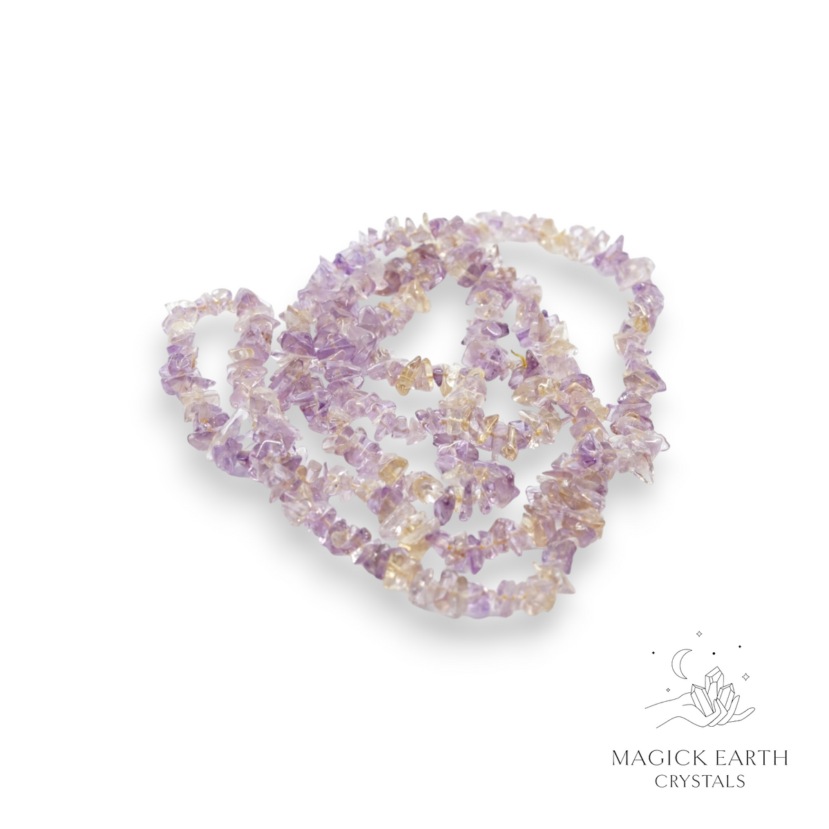 Natural Ametrine drilled crystal chip strand