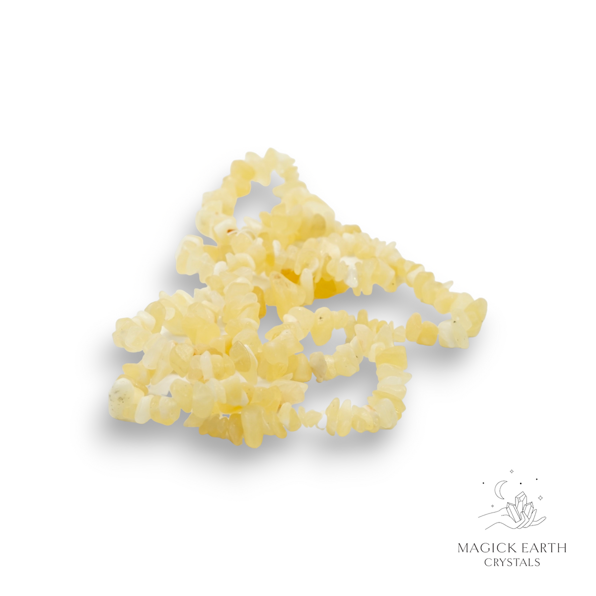 Natural Aragonite drilled crystal chip strand view a