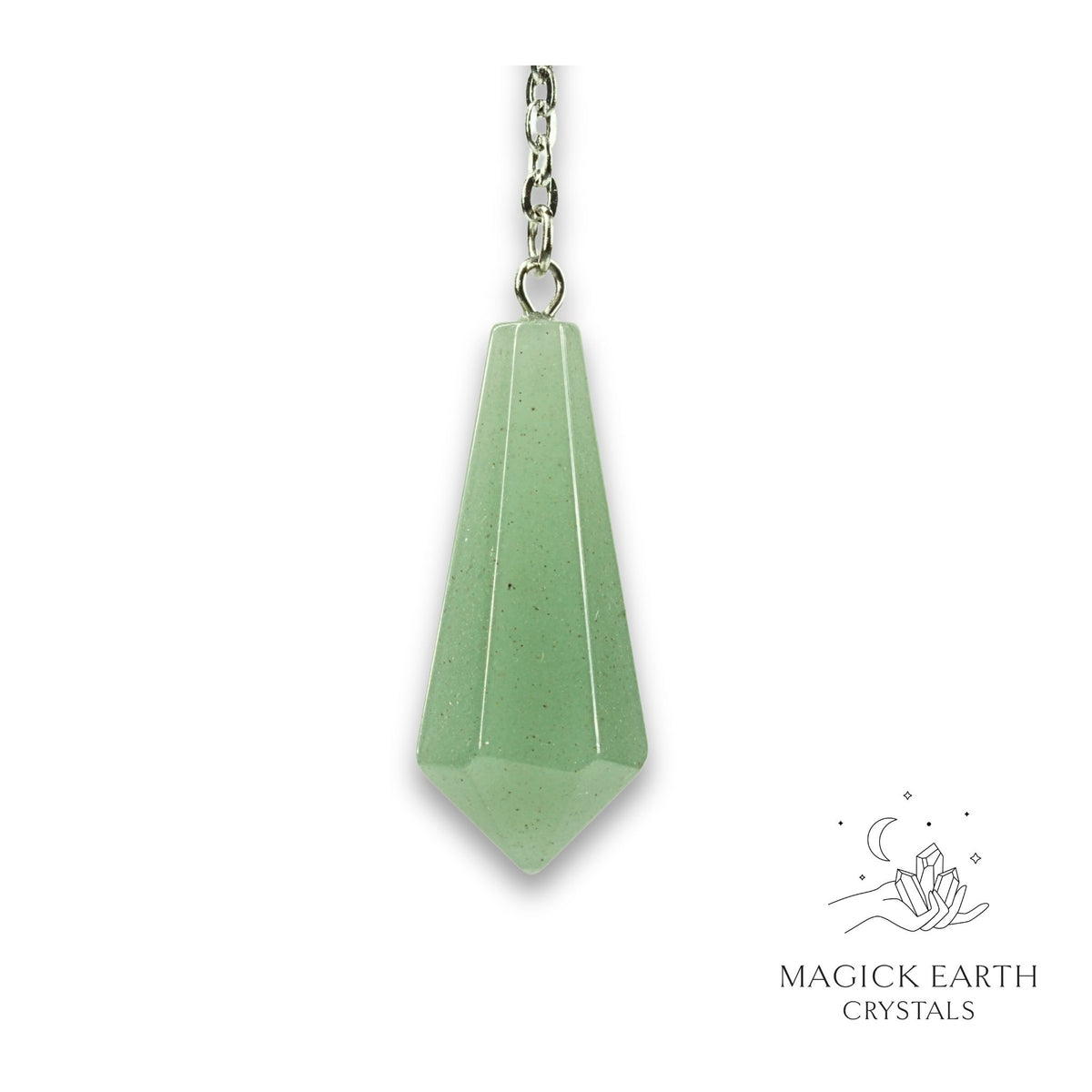 Aventurine Crystal Faceted Bullet Pendulum Vertical View For Bold Opportunity