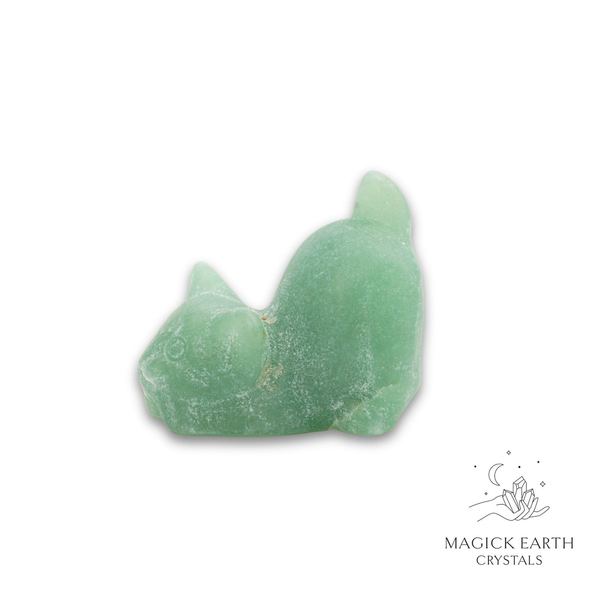 Natural Aventurine crystal crouching cat figurine view a