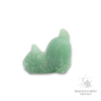 Natural Aventurine crystal crouching cat figurine view a
