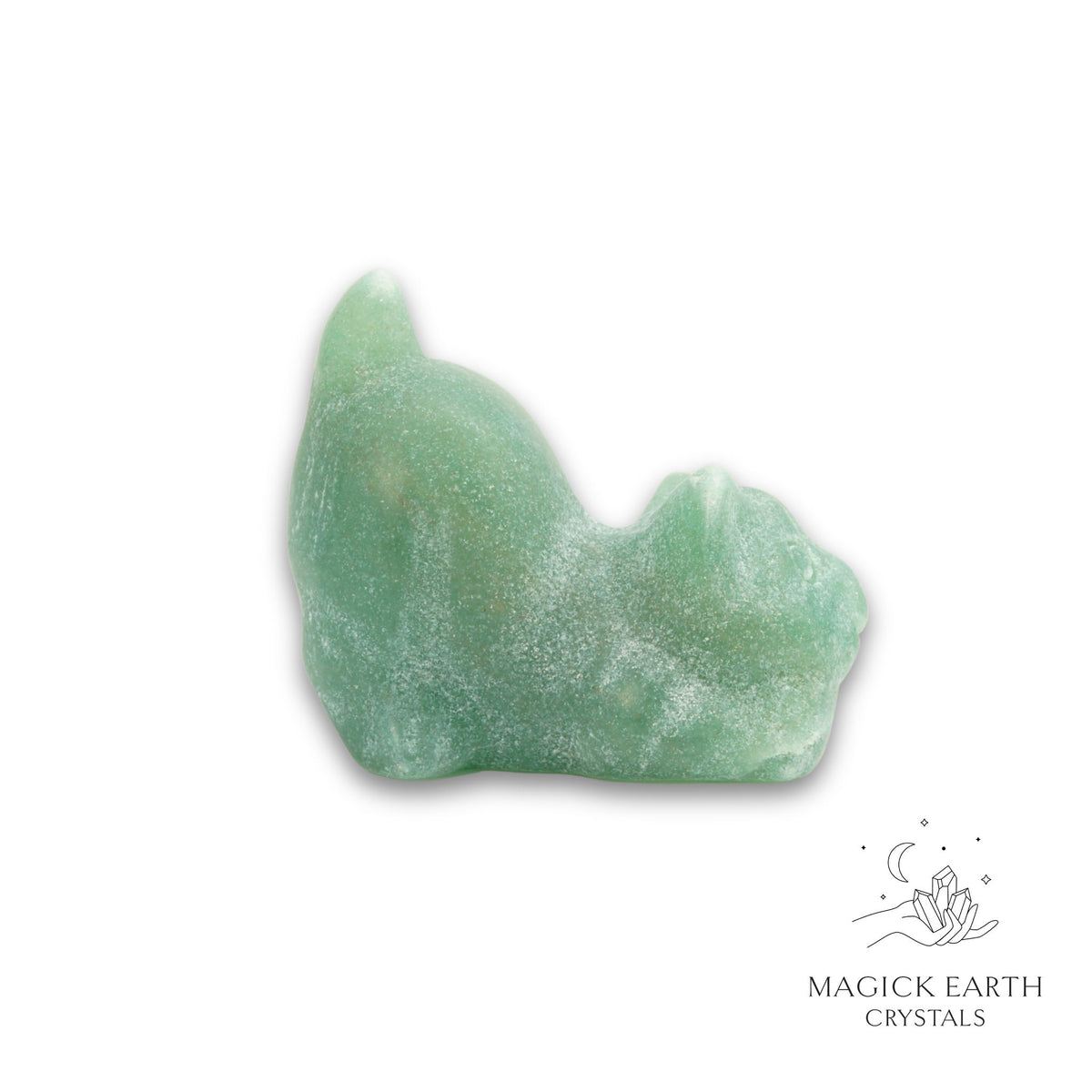 Natural Aventurine crystal crouching cat figurine view b