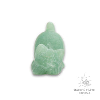 Natural Aventurine crystal crouching cat figurine view c