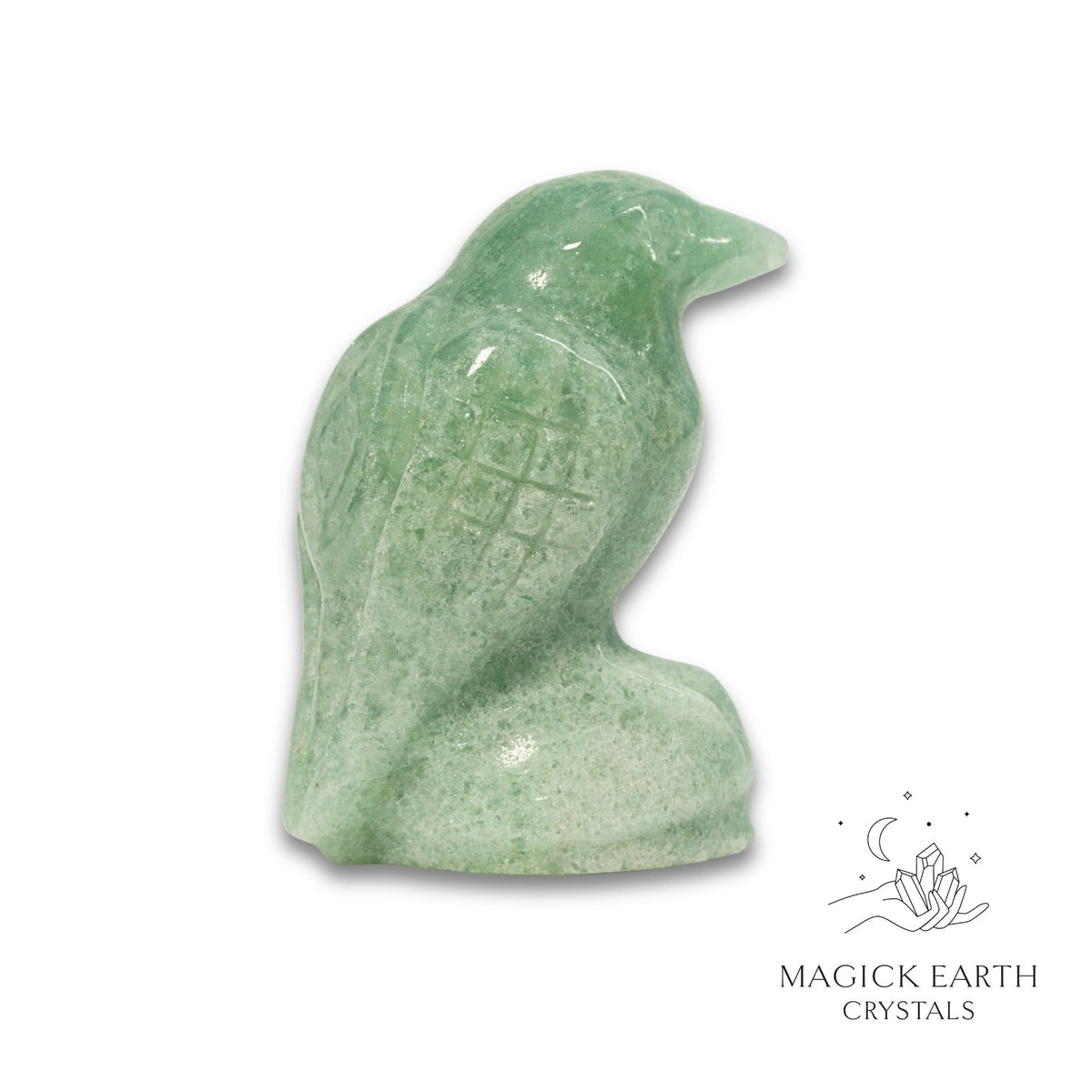Natural Aventurine crow figurine view a
