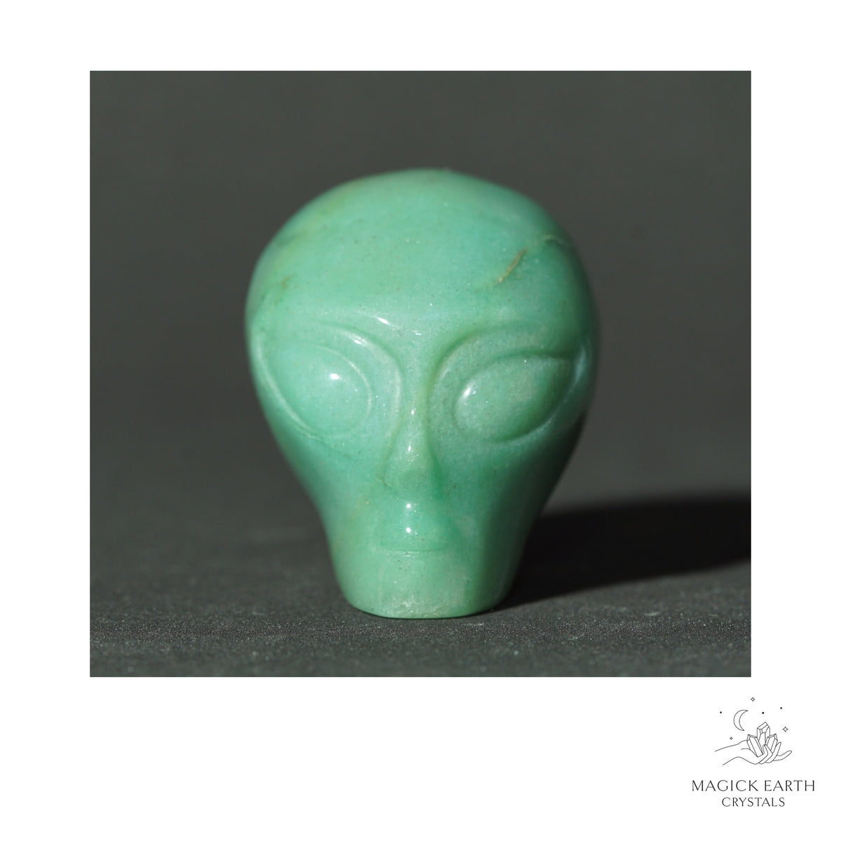 Natural Aventurine Crystal Alien Skull View C