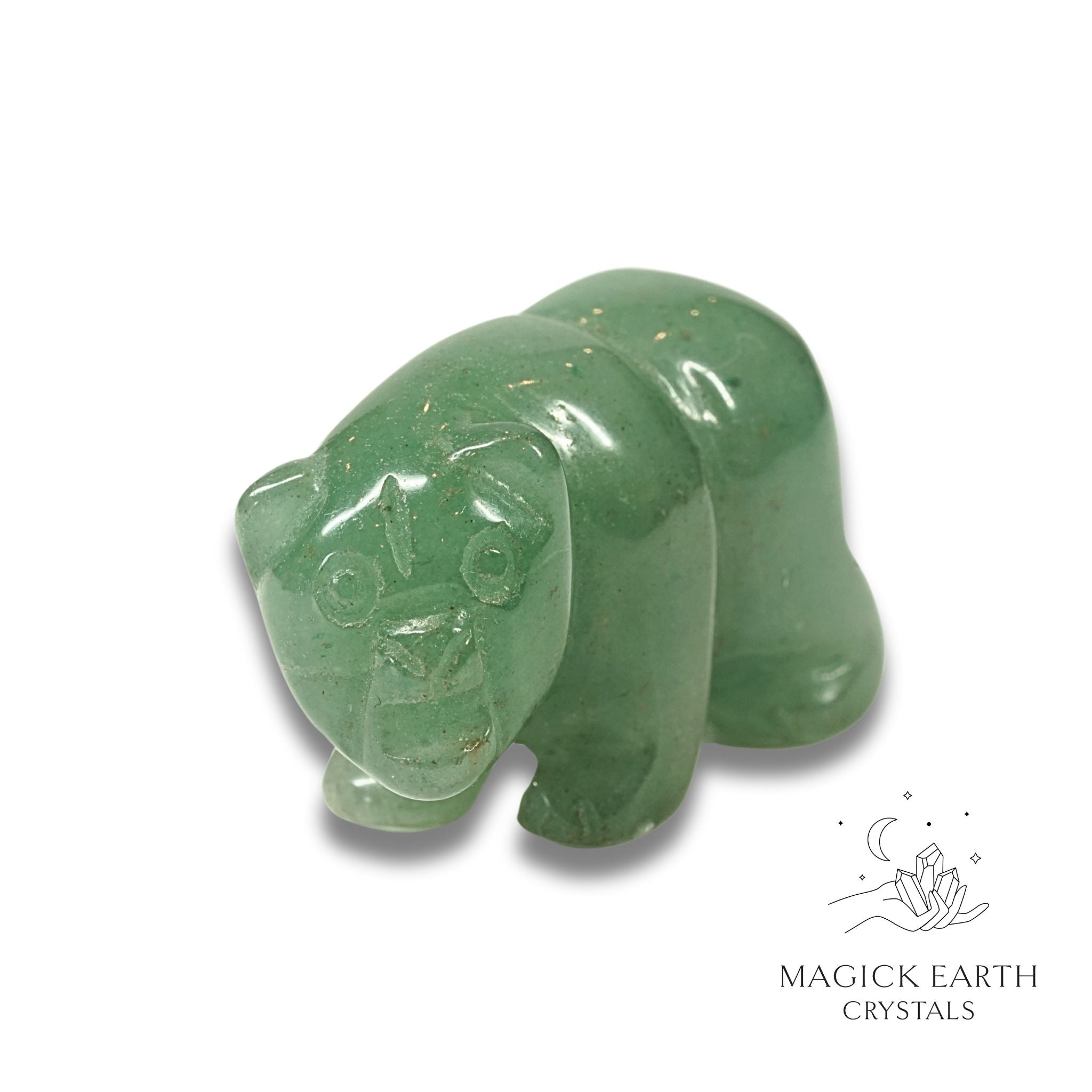 Natural Aventurine crystal bear figurine view a