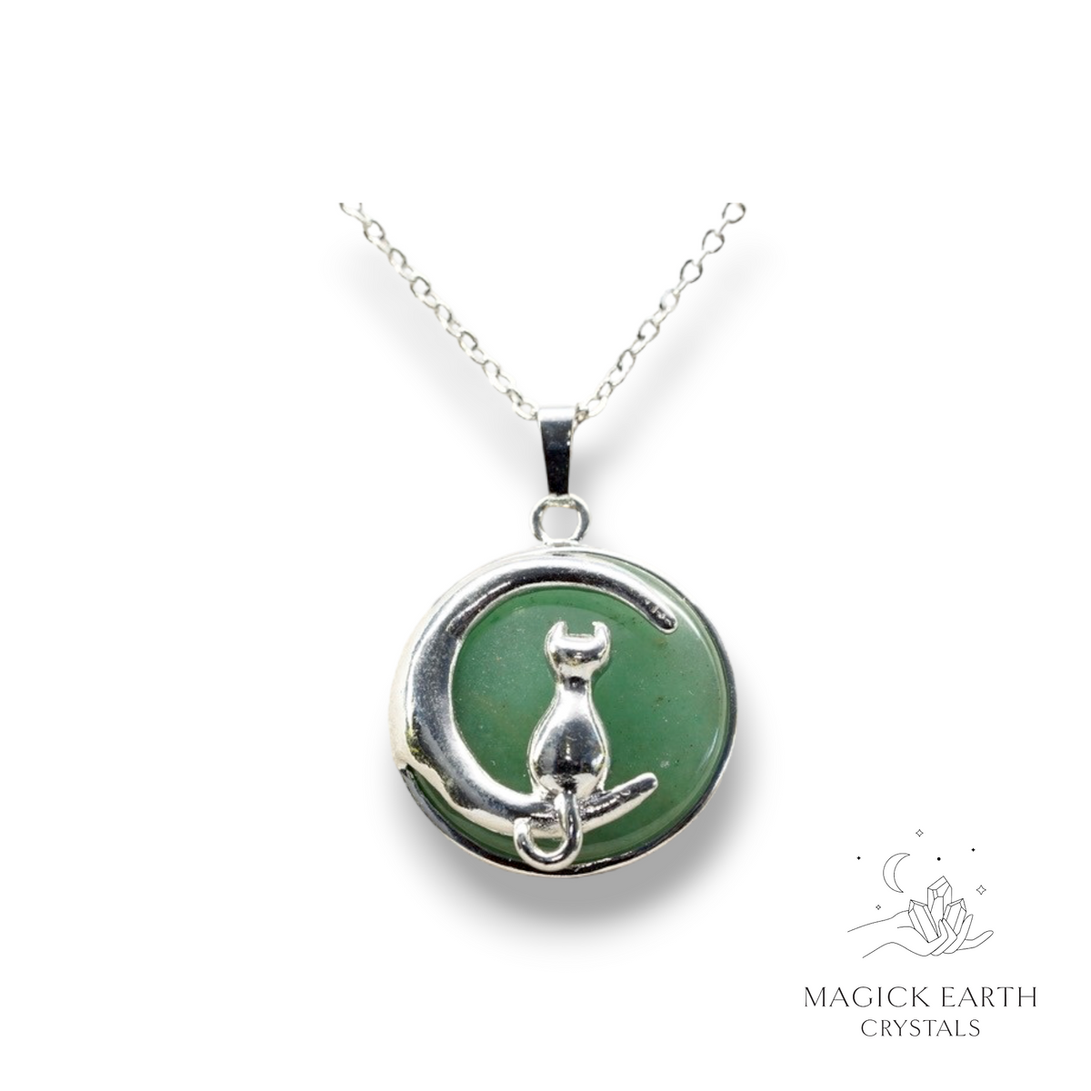 Natural Aventurine crystal cat pendant view a