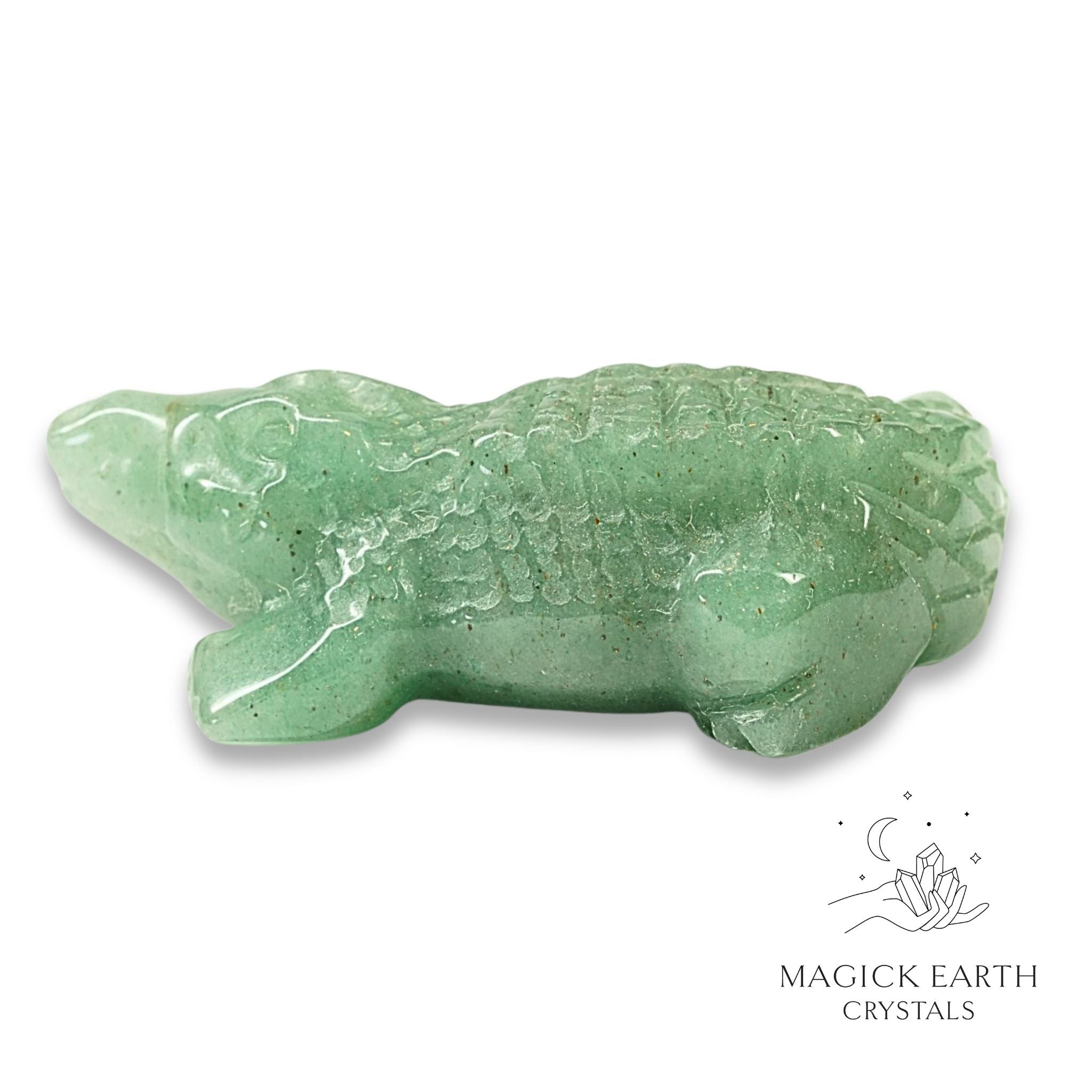 Natural Aventurine crystal crocodile figurine view c