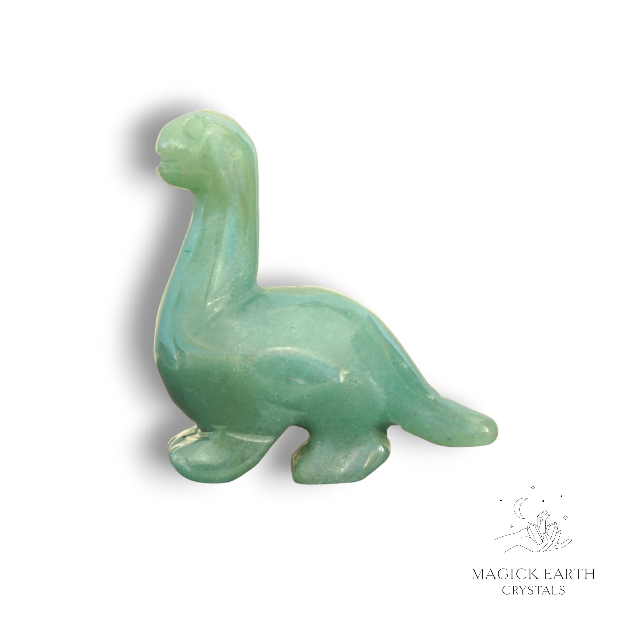Natural Aventurine crystal dinosaur figurine left view