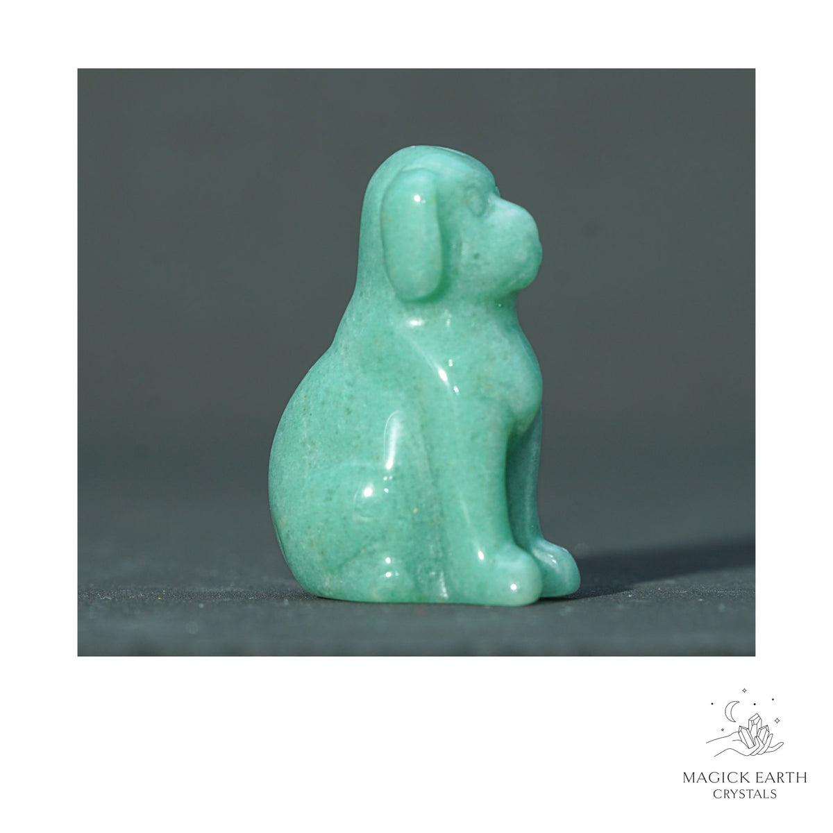 Natural Aventurine crystal dog figurine 40mm view a