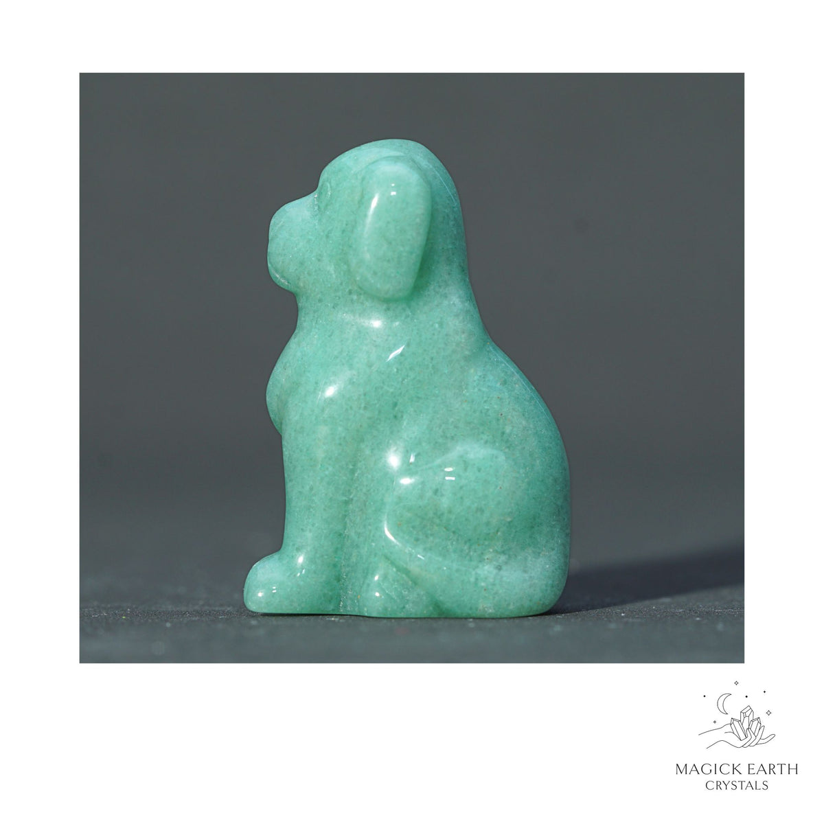 Natural Aventurine crystal dog figurine 40mm view b