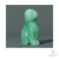 Natural Aventurine crystal dog figurine 50mm view a