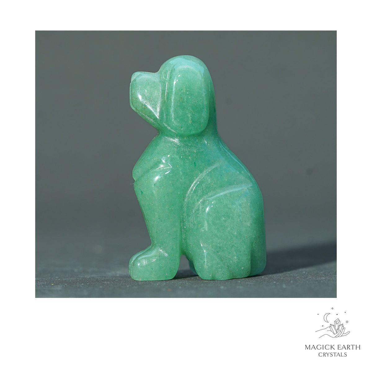Natural Aventurine crystal dog figurine 50mm view b