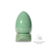 Natural Aventurine crystal egg with stand view a