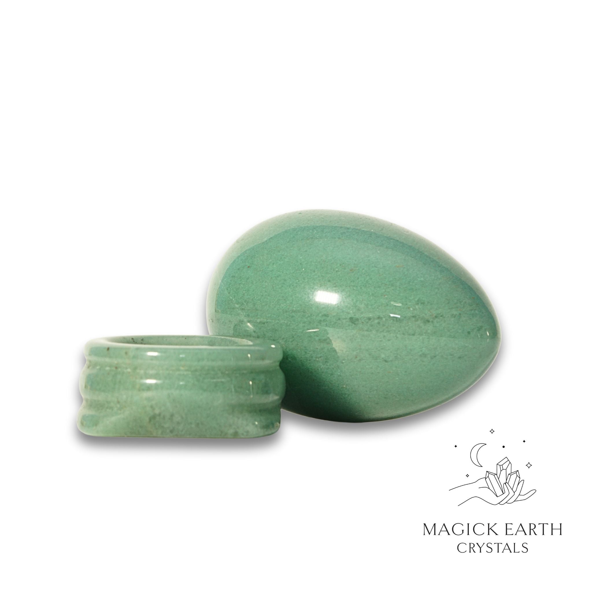Natural Aventurine crystal egg with stand view c