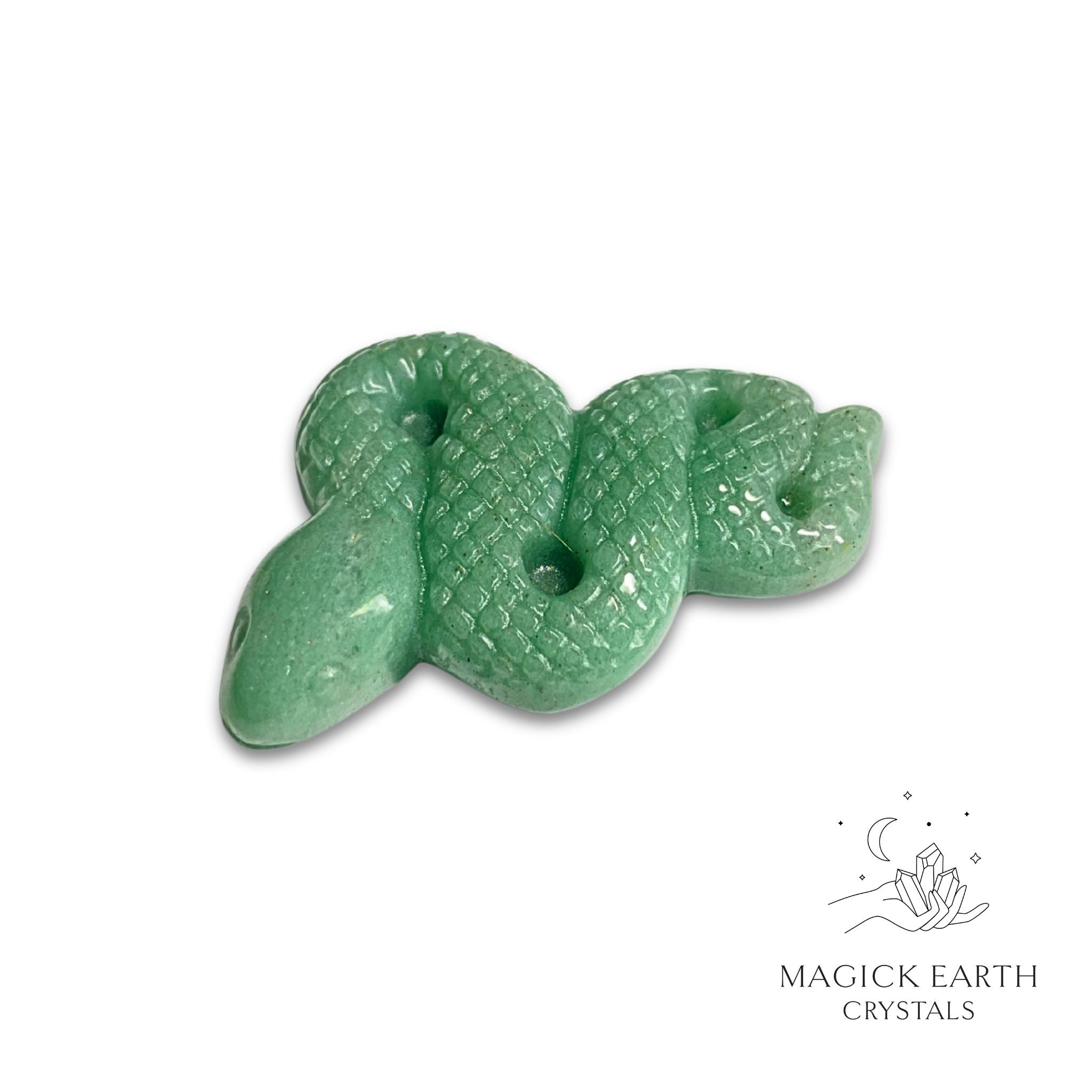 Natural Aventurine crystal extended snake figurine view b