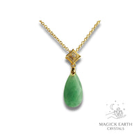 Natural Aventurine crystal faceted teardrop pendant view a