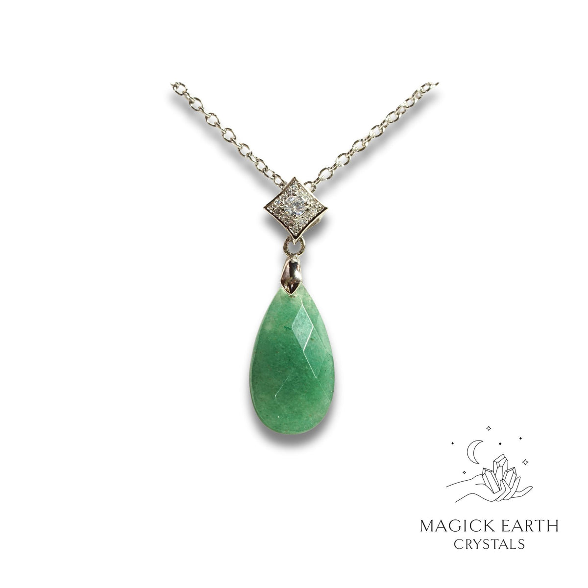 Natural Aventurine crystal faceted teardrop pendant view b