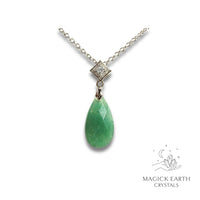 Natural Aventurine crystal faceted teardrop pendant view b