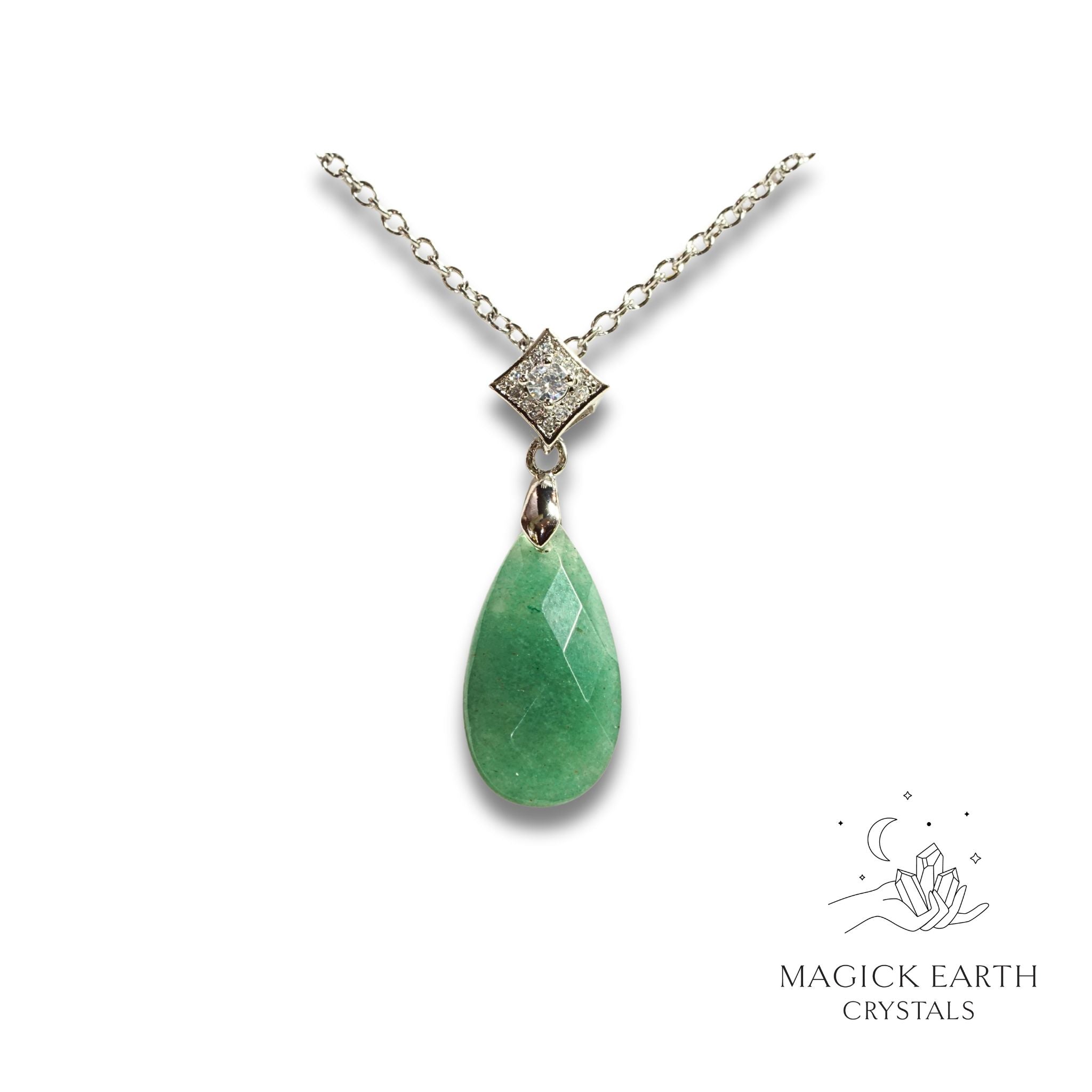 Natural Aventurine crystal faceted teardrop pendant view b
