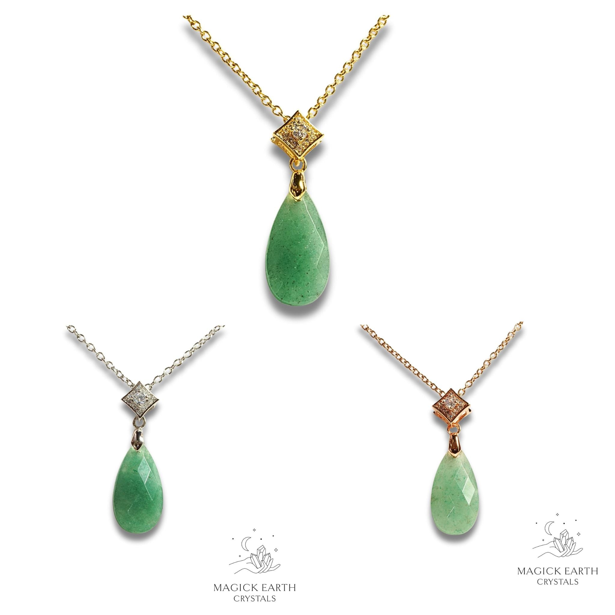 Natural Aventurine crystal faceted teardrop pendant view d