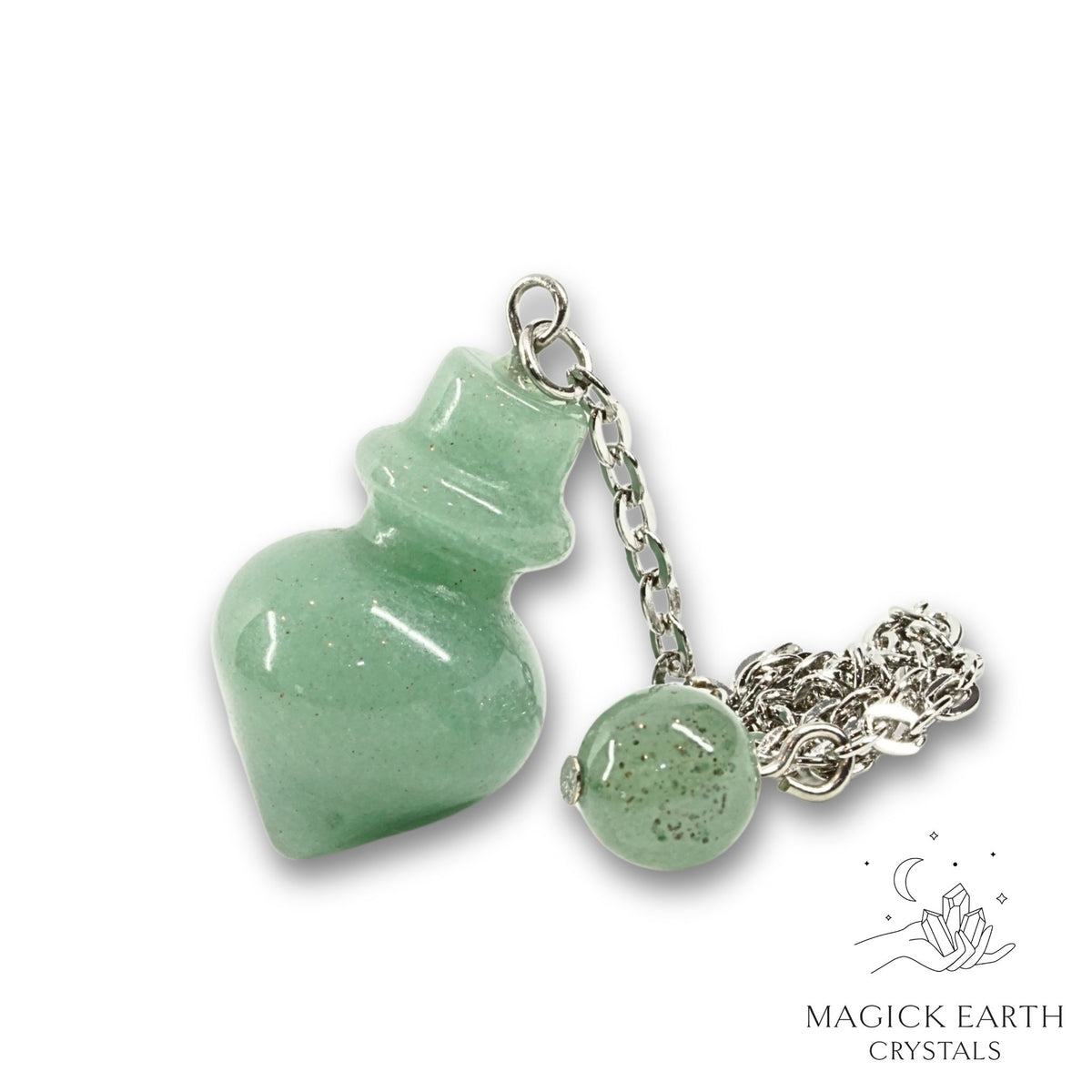 Natural Aventurine crystal flask pendulum view a
