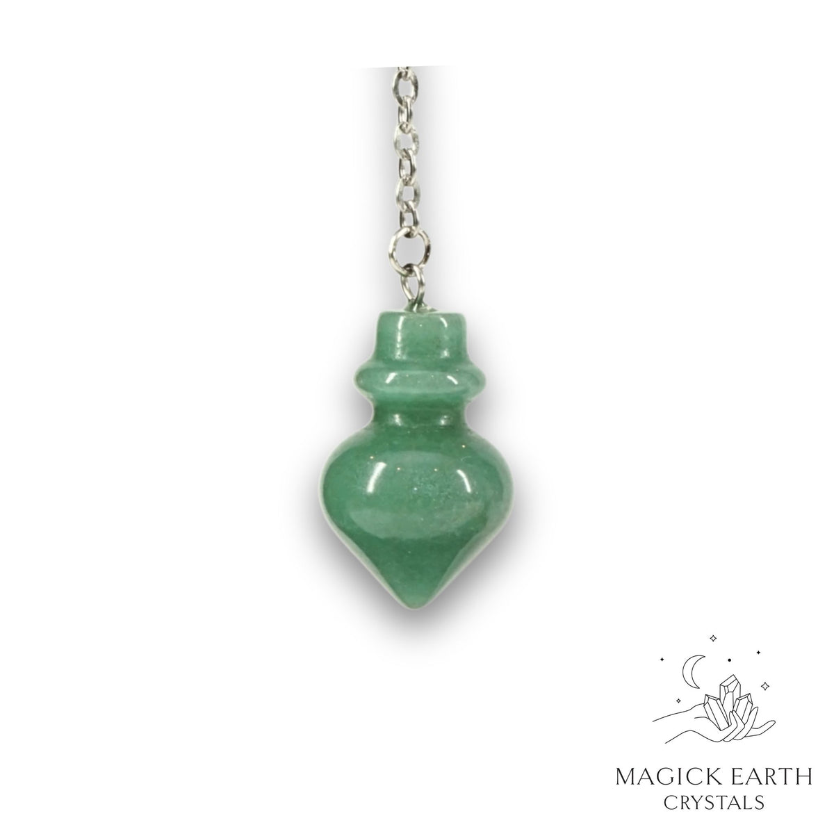 Natural Aventurine crystal flask pendulum view b