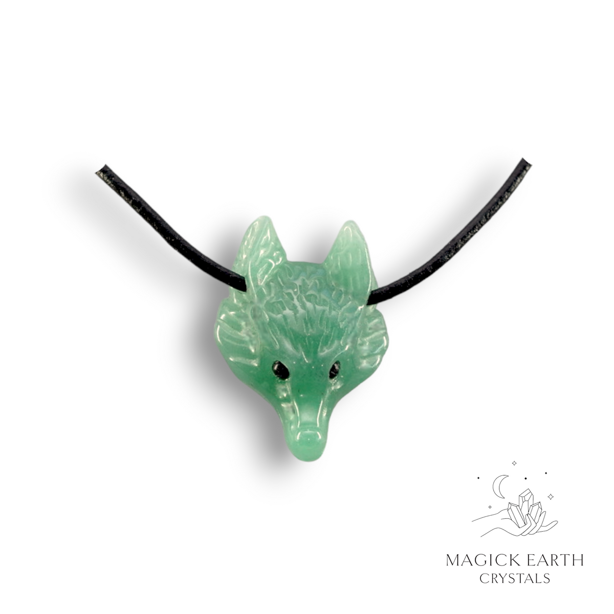 Natural Aventurine crystal fox head pendant  