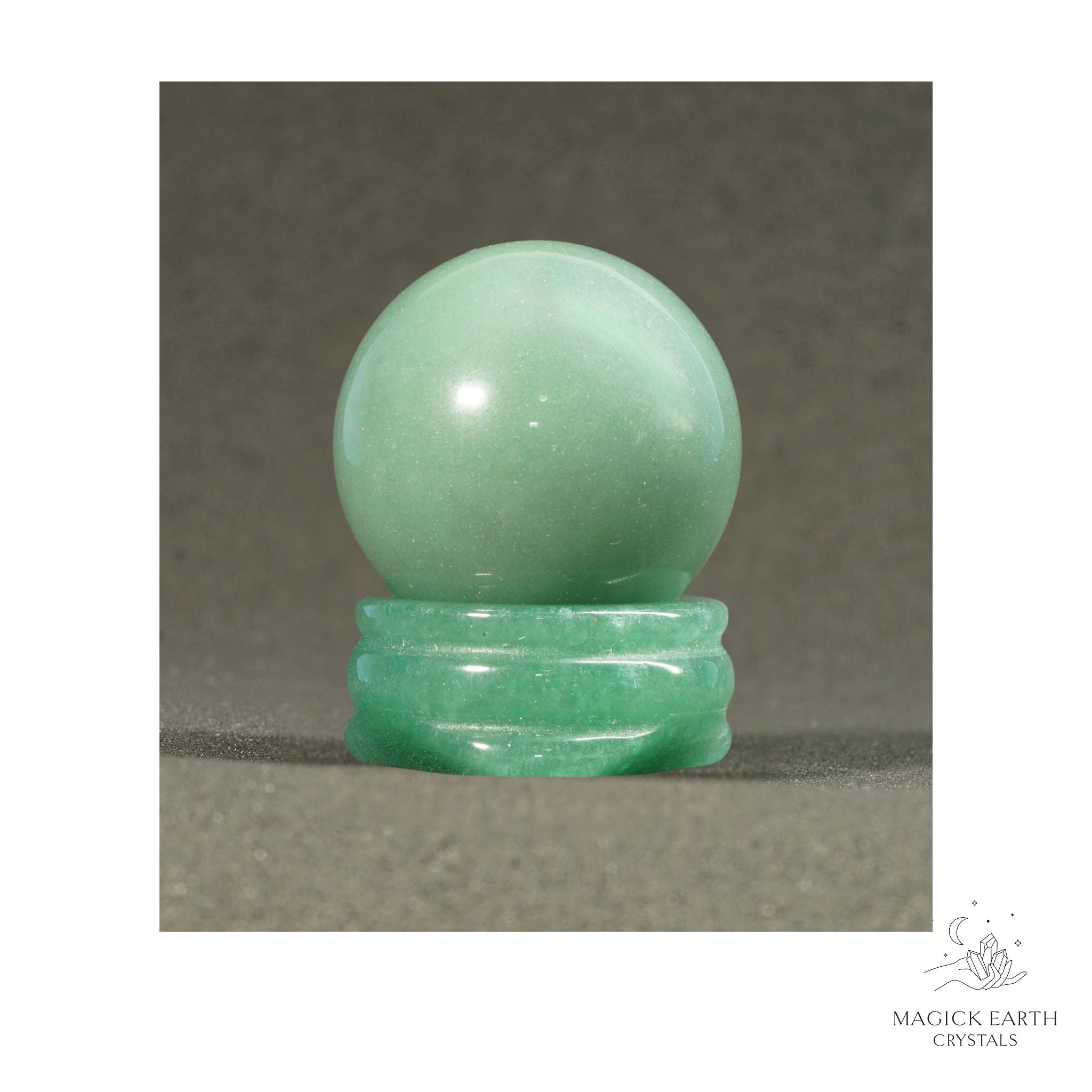  Natural Aventurine crystal sphere with aventurine stand view a