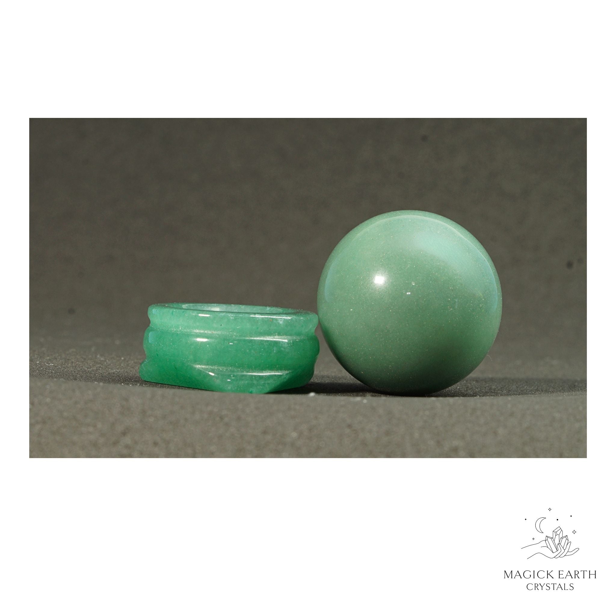 Natural Aventurine crystal sphere with aventurine stand view b
