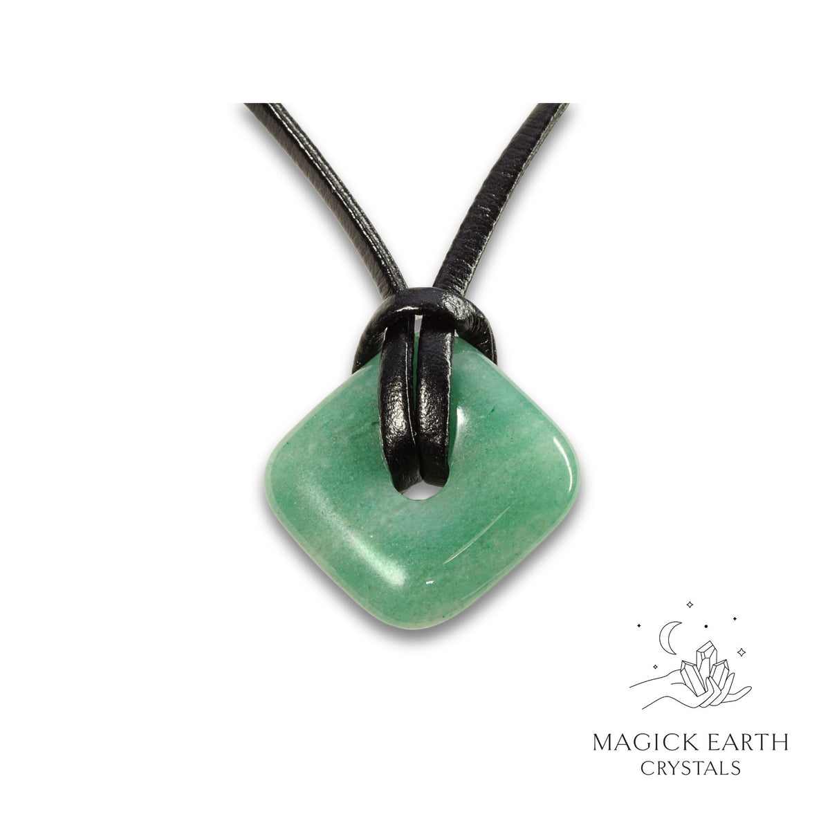 Natural Aventurine diamond shaped donut pendant