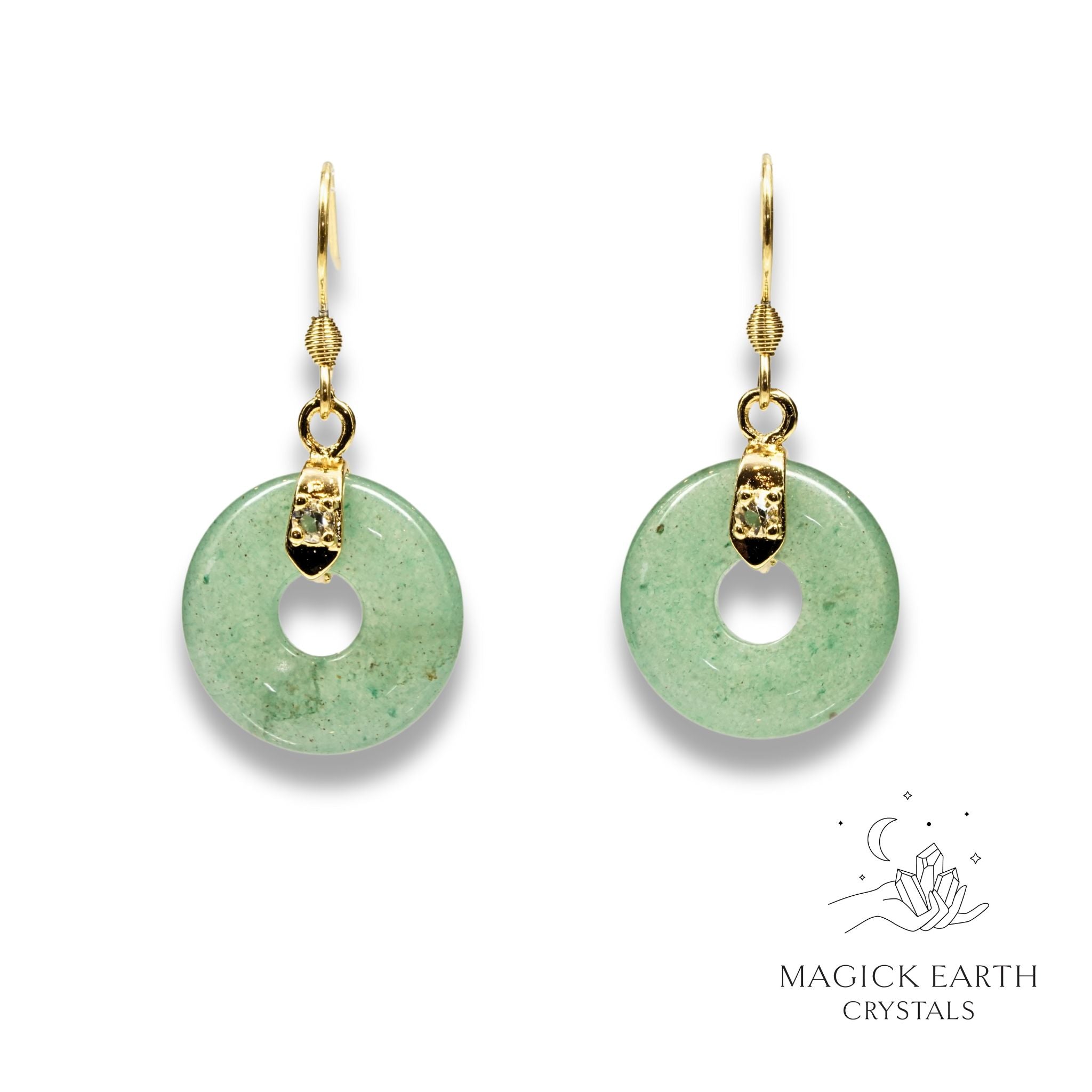 Aventurine Donut  Earrings With Gold Finish For Bold Opportunity