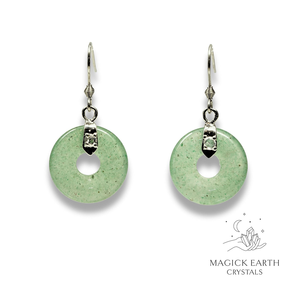 Natural Aventurine crystal donut earrings view b 