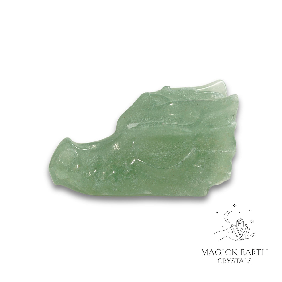 Natural Aventurine crystal dragon skull view b