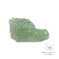 Natural Aventurine crystal dragon skull view c