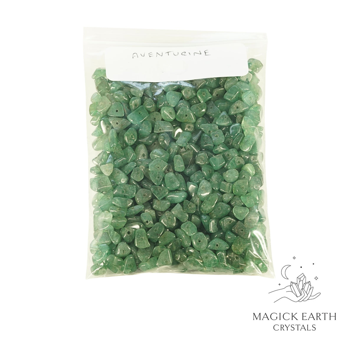 Natural Aventurine drilled crystal chips 80g bag