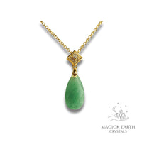 Aventurine  Faceted Teardrop Pendant  with Gold Finish For Bold Opportunity