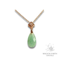 Aventurine  Faceted Teardrop Pendant  with Rose Gold Finish For Bold Opportunity