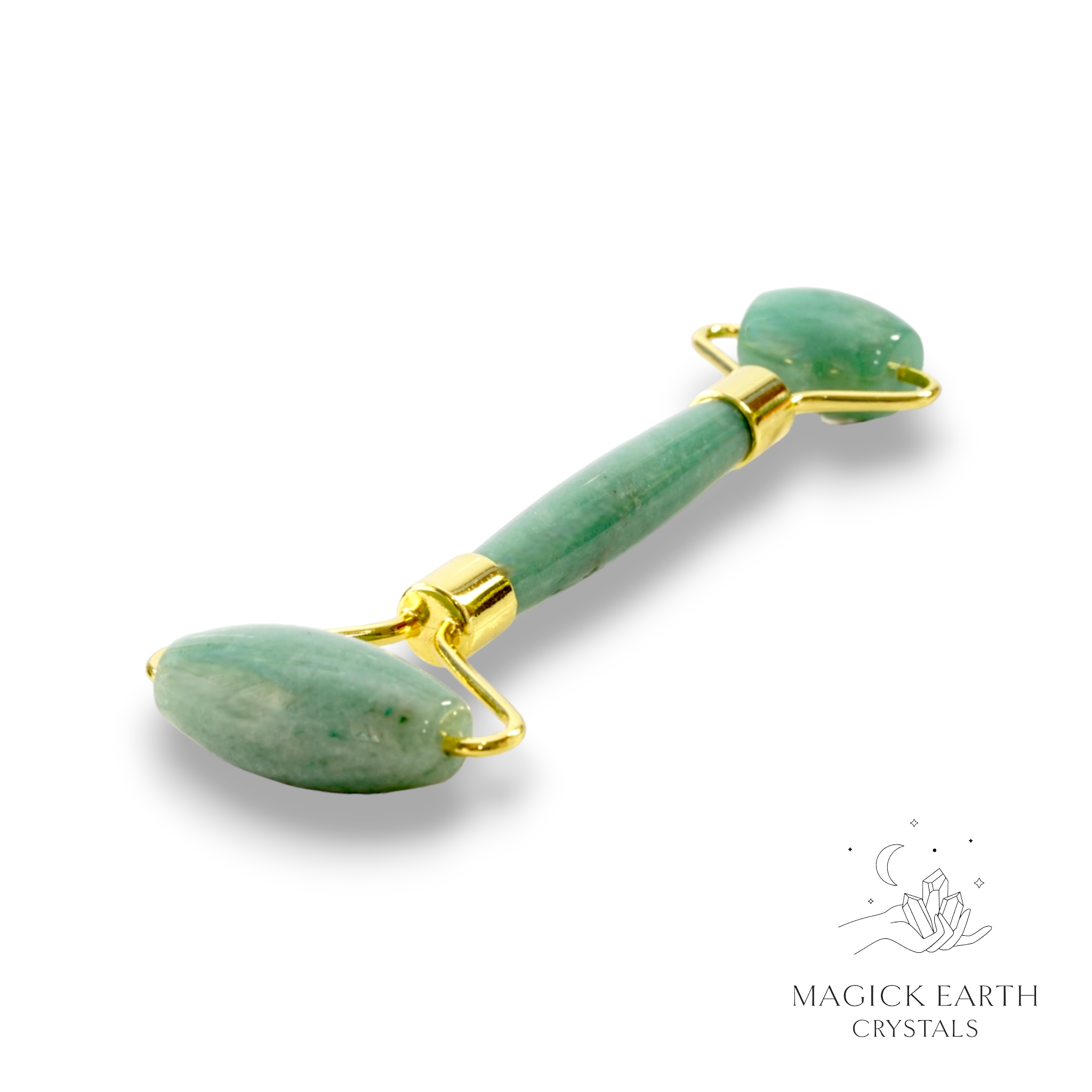 Aventurine Massage Roller With Gold Finish For Bold Opportunity