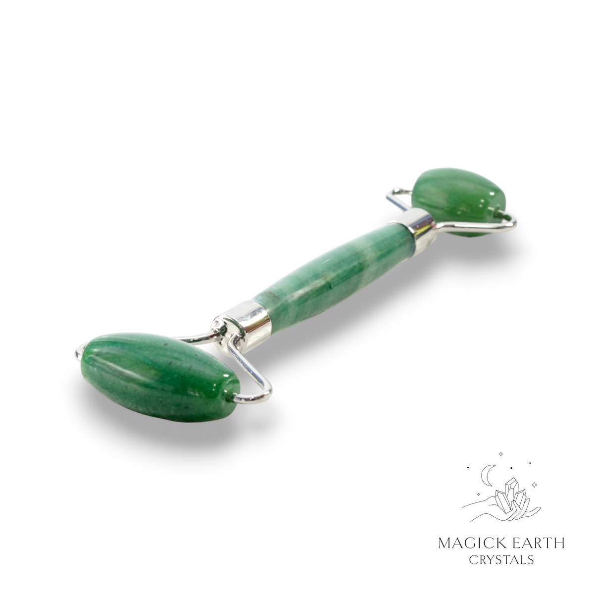 Aventurine Massage Roller With Platinum Finish For Bold Opportunity