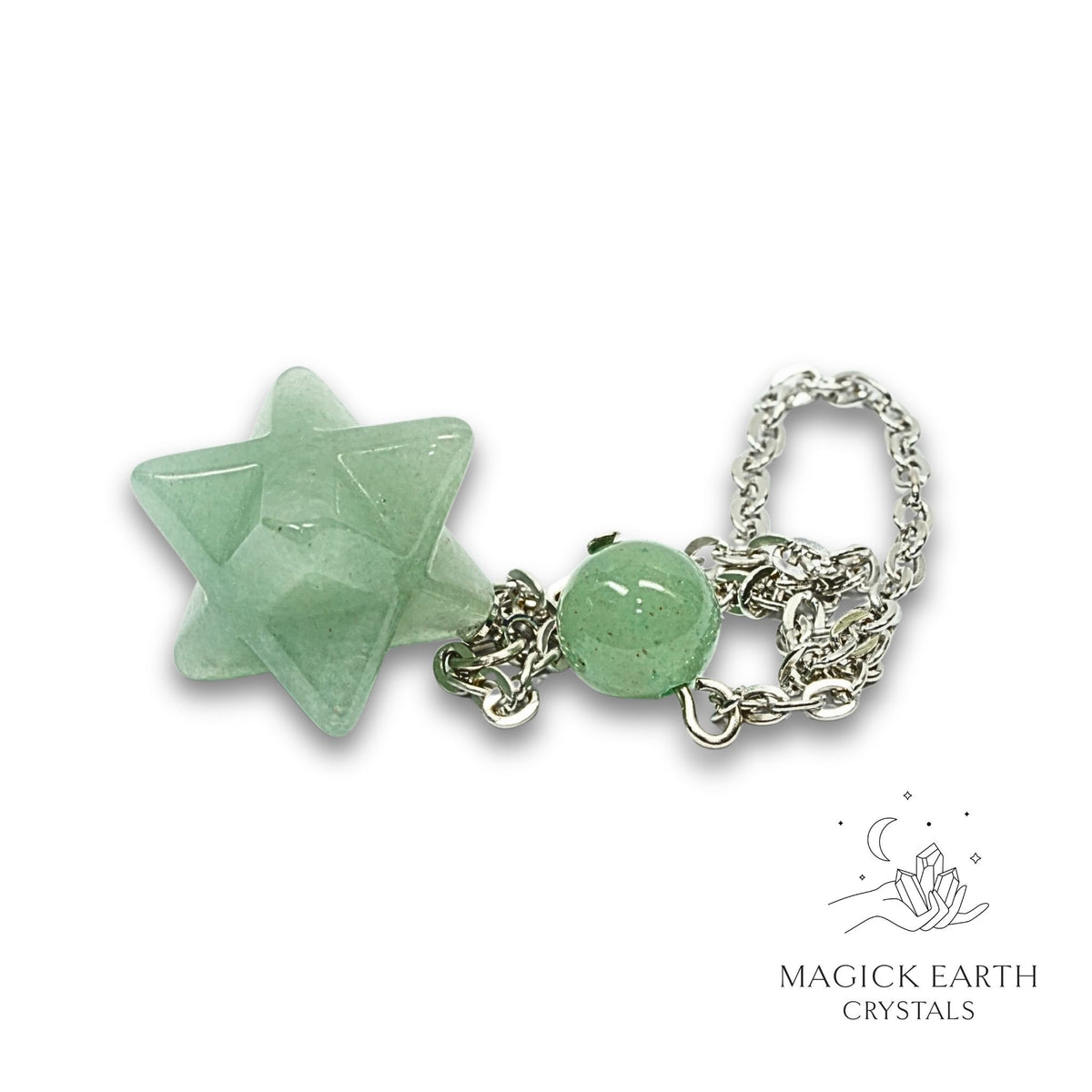 Natural Aventurine merkaba crystal pendulum view a